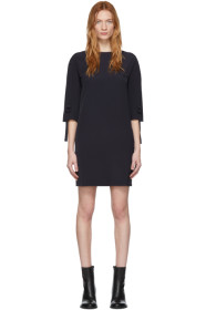 Victoria Victoria Beckham - Navy Ruched Short Sleeve Dress