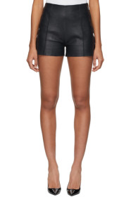 Victoria Victoria Beckham - Navy Leather Pin Tuck Shorts
