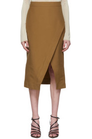 Victoria Victoria Beckham - Tan Double Cloth Chino Wrap Skirt