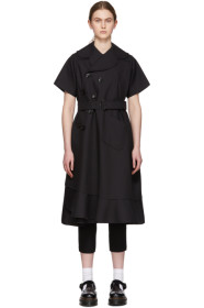 Tricot Comme des Garçons - Black Double-Breasted Asymmetric Coat