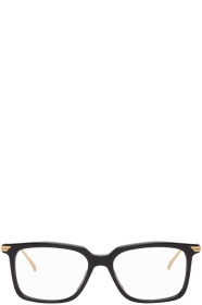 Bottega Veneta - Black & Gold Square Acetate Glasses