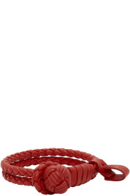 Bottega Veneta - Red Intrecciato Slim Double Bracelet