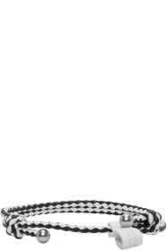 Bottega Veneta - ブラック & ホワイト スリム イントレチャート ブレスレット