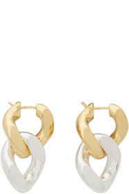 Bottega Veneta - Boucles d'oreilles à chaîne argentées et dorées Bicolor