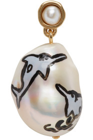 Bottega Veneta - Boucle d'oreille à perle baroque dorée Dolphin