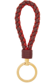 Bottega Veneta - Burgundy & Red Intrecciato Loop Keychain