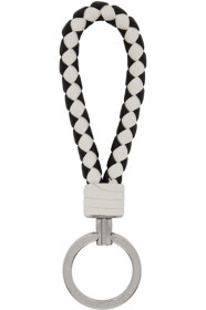 Bottega Veneta - Porte-clés noir et blanc Bicolor Intrecciato Loop