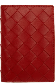 Bottega Veneta - レッド イントレチャート バイフォールド パスポート ホルダー
