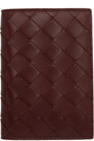 Bottega Veneta - 酒红色 Intrecciato 双折护照套