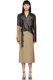 Bottega Veneta - Tan & Brown Leather Trench Coat