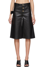 Bottega Veneta - Black Leather Wide-Leg Shorts