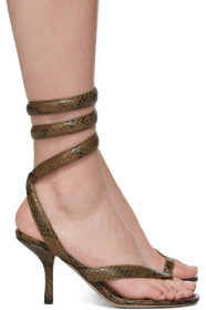 Bottega Veneta - Khaki Python Heeled Sandals