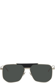 Bottega Veneta - Silver & Green Aviator Sunglasses
