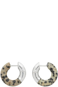 Bottega Veneta - Boucles d'oreilles beiges et argentées Dalmatian Stone