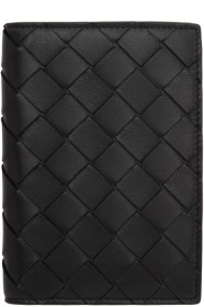 Bottega Veneta - ブラック イントレチャート バイフォールド パスポート ホルダー