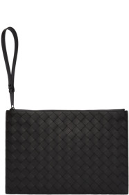 Bottega Veneta - Black Intrecciato Flat Zip Pouch