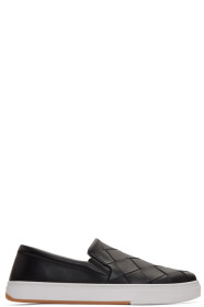 Bottega Veneta - Baskets à enfiler noires Maxi Intrecciato