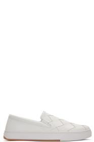 Bottega Veneta - Baskets à enfiler blanches Maxi Intrecciato