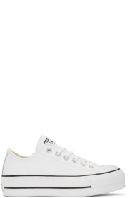 Converse - 白色 Chuck Taylor All Star Lift 皮革厚底运动鞋