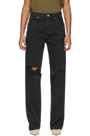 Re/Done - Black Rips High-Rise Loose Jeans