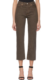 Re/Done - Brown High Rise Stove Pipe Jeans