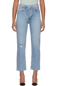 Re/Done - Blue Comfort Stretch High Rise Stove Pipe Jeans