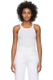 Re/Done - White Ribbed Tank Top