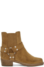 Re/Done - Bottes en suède brun clair Short Cavalry