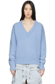 Our Legacy - Blue Relaxed Fuzzy V-Neck Sweater