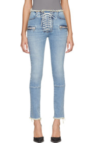 Unravel - Jean skinny lacé bleu