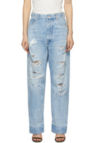 Unravel - Blue Distressed Baggy Boy Jeans