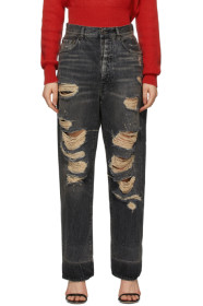 Unravel - Black Distressed Baggy Boy Jeans