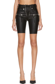 Unravel - Short en cuir plongé noir Corset