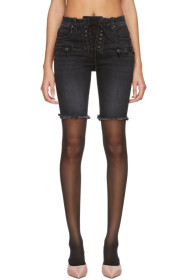 Unravel - Short cuissard en denim lacé noir