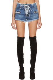 Unravel - Short en denim lacé bleu