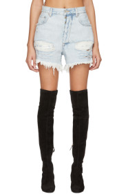 Unravel - Short en denim à effet usé bleu Baggy