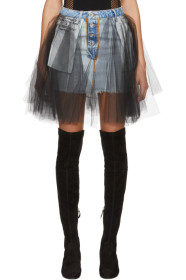 Unravel - Blue Denim Tulle Reversed Miniskirt