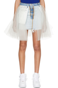 Unravel - Blue Stone Denim Tulle Reversed Miniskirt
