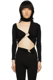 Unravel - Black Knit Triangle Long Sleeve T-Shirt