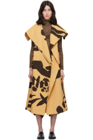 Issey Miyake - Tan & Black Hold Print Sleeveless Coat