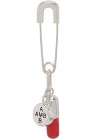 Ambush - Boucle d'oreille argentée et rouge Pill Charm