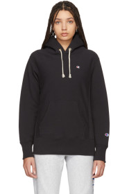 Champion Reverse Weave - Black Logo Hoodie