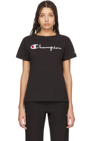 Champion Reverse Weave - 黑色 Big Script T 恤