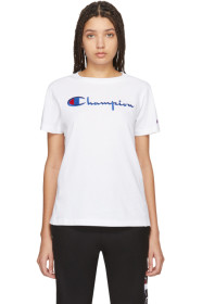 Champion Reverse Weave - 白色 Big Script T 恤