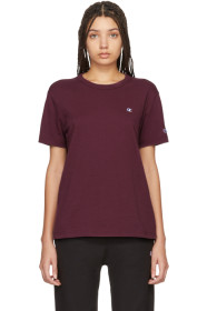 Champion Reverse Weave - 酒红色徽标 T 恤