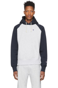 Champion Reverse Weave - Grey & Navy Bicolor Script Hoodie