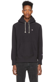 Champion Reverse Weave - Black Logo Hoodie
