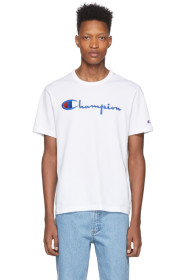 Champion Reverse Weave - White Big Script Logo T-Shirt