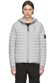 Stone Island - グレー ダウン ルーム ウーブン フード パファー ジャケット