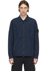 Stone Island - ブルー ジップ オーバーシャツ